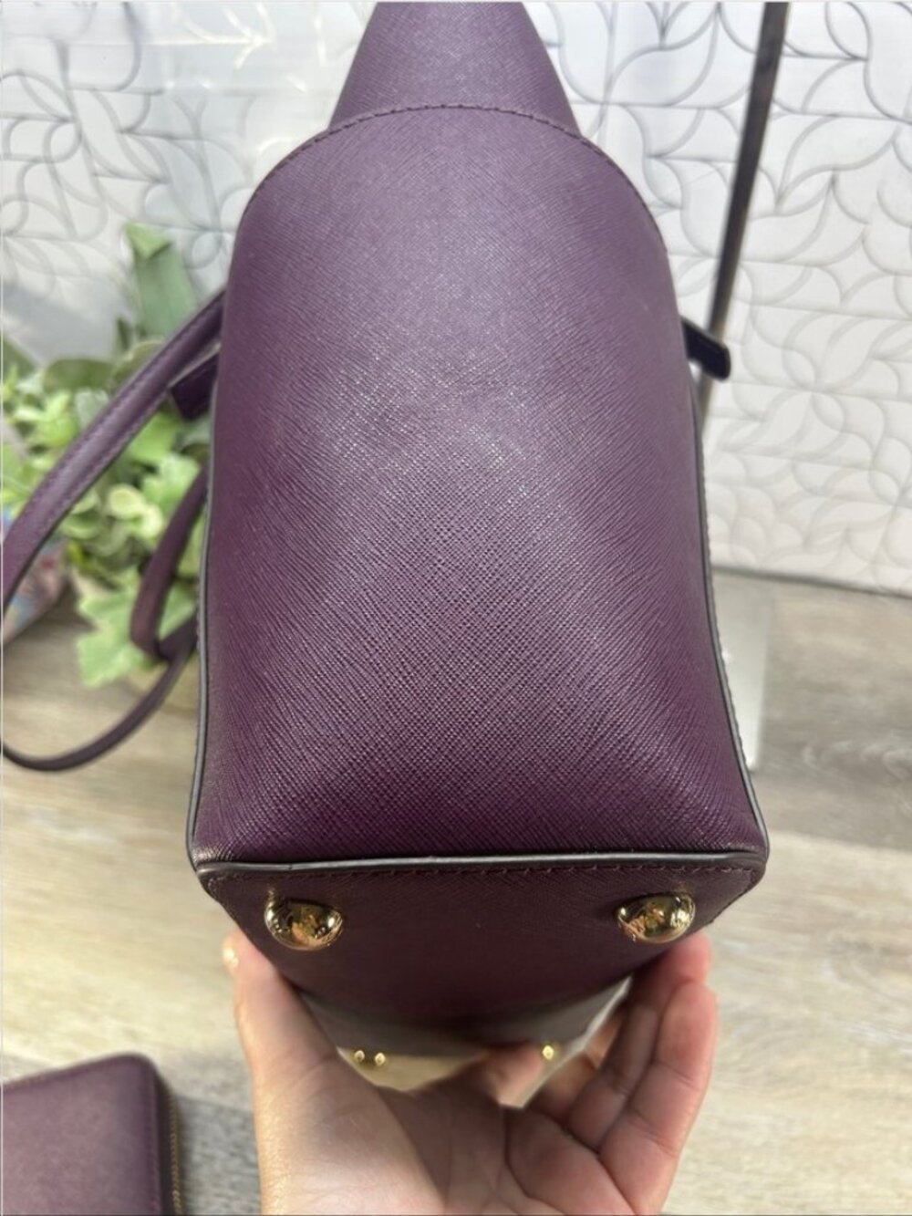 Michael Kors Charlotte Plum Saffiano Leather Tote with Wallet Set - Picture 5 of 10